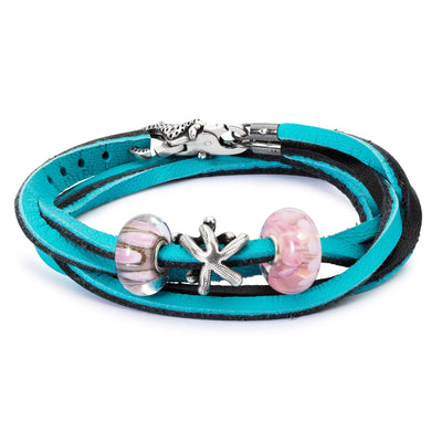 Leather Bracelet Cyan/Key