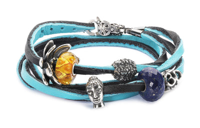 Leather Bracelet Cyan/Key