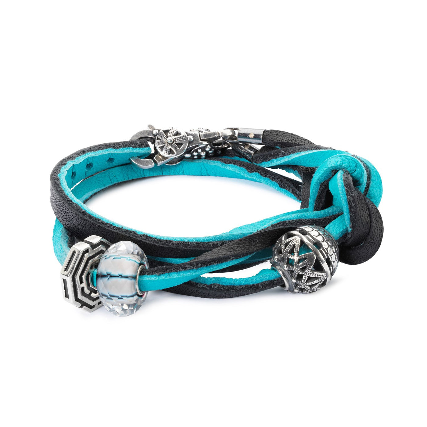 Leather Bracelet Cyan/Key