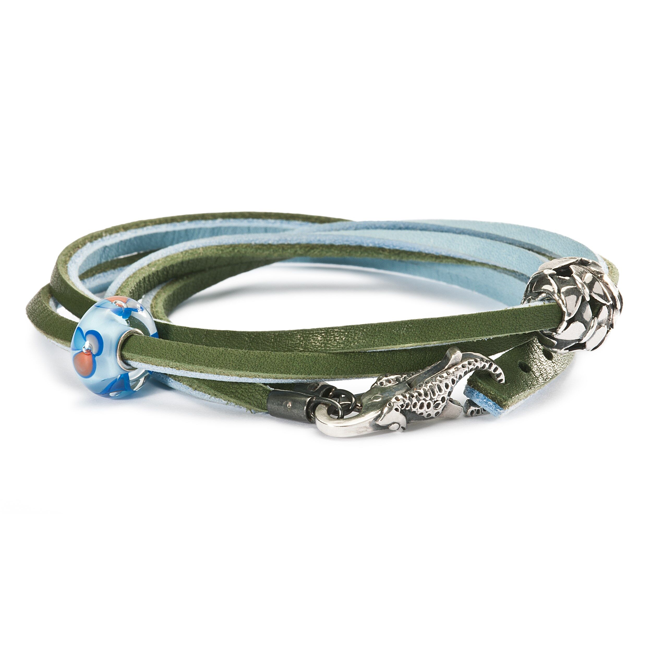 Leather Bracelet Light Blue/Green